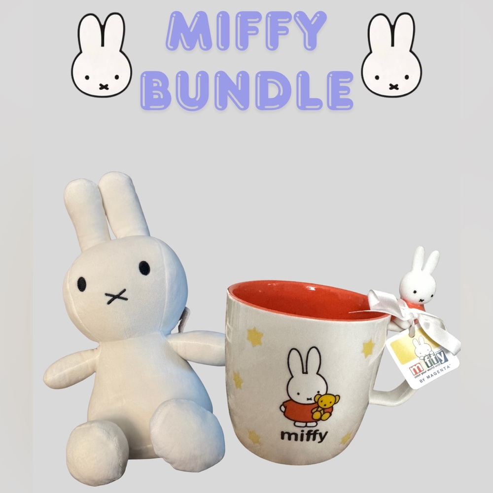 MIFFY SET Miffy by Magenta Plush Toy (17"
L) and Miffy Mug Set✨